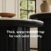 Aura Ash Wood Slatted Round Coffee Table with Sintered Stone Top – Black