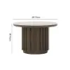 Aura Ash Wood Slatted Round Coffee Table with Sintered Stone Top – Smoked Brown