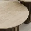 Aura Ash Wood Slatted Round Coffee Table with Sintered Stone Top – Smoked Brown