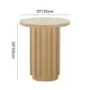 Aura Ash Wood Fluted Round Side Table with Sintered Stone Top – Natural
