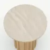 Aura Ash Wood Fluted Round Side Table with Sintered Stone Top – Natural
