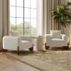 Aura Ash Wood Fluted Round Side Table with Sintered Stone Top – Whitewash