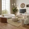 Aura Ash Wood Fluted Round Side Table with Sintered Stone Top – Whitewash