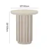 Aura Ash Wood Fluted Round Side Table with Sintered Stone Top – Whitewash