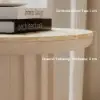 Aura Ash Wood Fluted Round Side Table with Sintered Stone Top – Whitewash