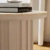 Aura Ash Wood Fluted Round Side Table with Sintered Stone Top – Whitewash