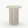 Aura Ash Wood Fluted Round Side Table with Sintered Stone Top – Whitewash