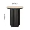 Aura Ash Wood Fluted Round Side Table with Sintered Stone Top – Black