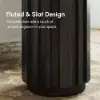 Aura Ash Wood Fluted Round Side Table with Sintered Stone Top – Black