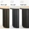 Aura Ash Wood Fluted Round Side Table with Sintered Stone Top – Black