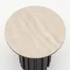 Aura Ash Wood Fluted Round Side Table with Sintered Stone Top – Black
