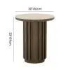 Aura Ash Wood Fluted Round Side Table with Sintered Stone Top – Smoked Brown