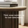 Aura Ash Wood Fluted Round Side Table with Sintered Stone Top – Smoked Brown