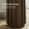 Aura Ash Wood Fluted Round Side Table with Sintered Stone Top – Smoked Brown