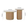 Picture of Aura 2 Piece Set Ash Wood Slatted Round Coffee Table with Sintered Stone Top (20" - 28") – Natural