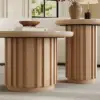 Picture of Aura 2 Piece Set Ash Wood Slatted Round Coffee Table with Sintered Stone Top (20" - 28") – Natural