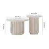 Aura 2 Piece Set Ash Wood Slatted Round Coffee Table with Sintered Stone Top (20" - 28") – Whitewash