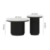 Aura 2 Piece Set Ash Wood Slatted Round Coffee Table with Sintered Stone Top (20" - 28") – Black