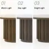Aura 2 Piece Set Ash Wood Slatted Round Coffee Table with Sintered Stone Top (20" - 28") – Smoked Brown