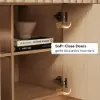 Aura 65" Ash Wood Slatted Natural TV Stand with Sintered Stone Top