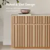 Aura 65" Ash Wood Slatted Natural TV Stand with Sintered Stone Top