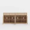Aura 65" Ash Wood Slatted Natural TV Stand with Sintered Stone Top