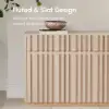 Aura 65" Ash Wood Slatted TV Stand with Sintered Stone Top – AUD-H3167