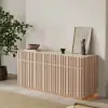 Aura 65" Ash Wood Slatted TV Stand with Sintered Stone Top – AUD-H3167