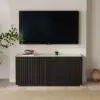 Picture of Aura 65" Ash Wood Slatted Black TV Stand with Sintered Stone Top