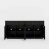 Picture of Aura 65" Ash Wood Slatted Black TV Stand with Sintered Stone Top