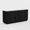 Picture of Aura 65" Ash Wood Slatted Black TV Stand with Sintered Stone Top