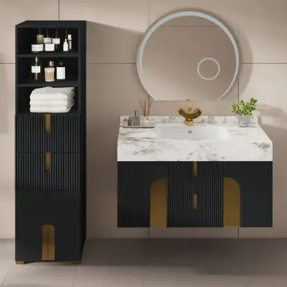Picture of Artis 149cm Tall Bathroom Storage Cabinet & 92cm Wall-Mounted Single Vanity Set