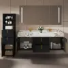 Artis 149cm Tall Bathroom Storage Cabinet & 152cm Wall-Mounted Double Vanity Set – Black