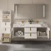 Artis 149cm Tall Bathroom Storage Cabinet & 152cm Wall-Mounted Double Vanity Set – White
