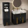 Artis 149cm Tall Bathroom Storage Cabinet & 92cm Single Vanity Set – Matte Black