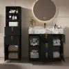 Artis 149cm Tall Bathroom Storage Cabinet & 92cm Single Vanity Set – Matte Black