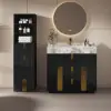 Artis 149cm Tall Bathroom Storage Cabinet & 92cm Single Vanity Set – Matte Black