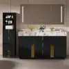 Artis 149cm Bathroom Storage Cabinet & 152cm Double Vanity Set with Sintered Stone Top – Matte Black