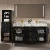 Artis 149cm Bathroom Storage Cabinet & 152cm Double Vanity Set with Sintered Stone Top – Matte Black