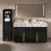 Artis 149cm Bathroom Storage Cabinet & 152cm Double Vanity Set with Sintered Stone Top – Matte Black