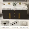Artis 149cm Bathroom Storage Cabinet & 152cm Double Vanity Set with Sintered Stone Top – Matte Black