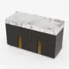 Artis 149cm Bathroom Storage Cabinet & 152cm Double Vanity Set with Sintered Stone Top – Matte Black