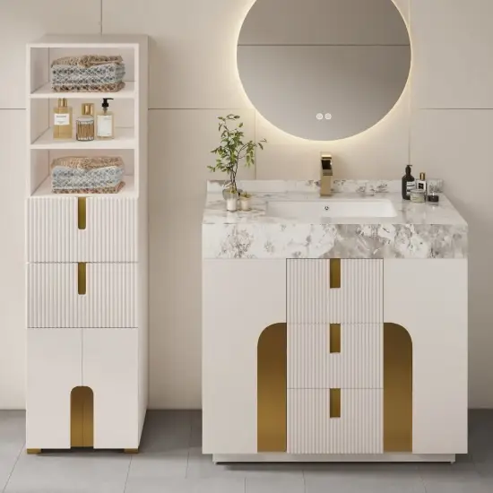 Artis 149cm Tall Bathroom Storage Cabinet & 92cm Single Vanity Set – White