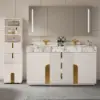 Picture of Artis 149cm Bathroom Storage Cabinet & 152cm Double Vanity Set with Sintered Stone Top – White