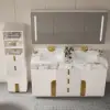 Picture of Artis 149cm Bathroom Storage Cabinet & 152cm Double Vanity Set with Sintered Stone Top – White