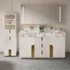 Picture of Artis 149cm Bathroom Storage Cabinet & 152cm Double Vanity Set with Sintered Stone Top – White