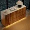 Aura 59" Natural Sintered Stone 6-Drawer Dresser with Lighting