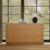 Aura 59" Natural Sintered Stone 6-Drawer Dresser with Lighting