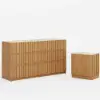 Aura 59" Natural Sintered Stone 6-Drawer Dresser with Lighting