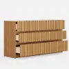Aura 59" Natural Sintered Stone 6-Drawer Dresser with Lighting